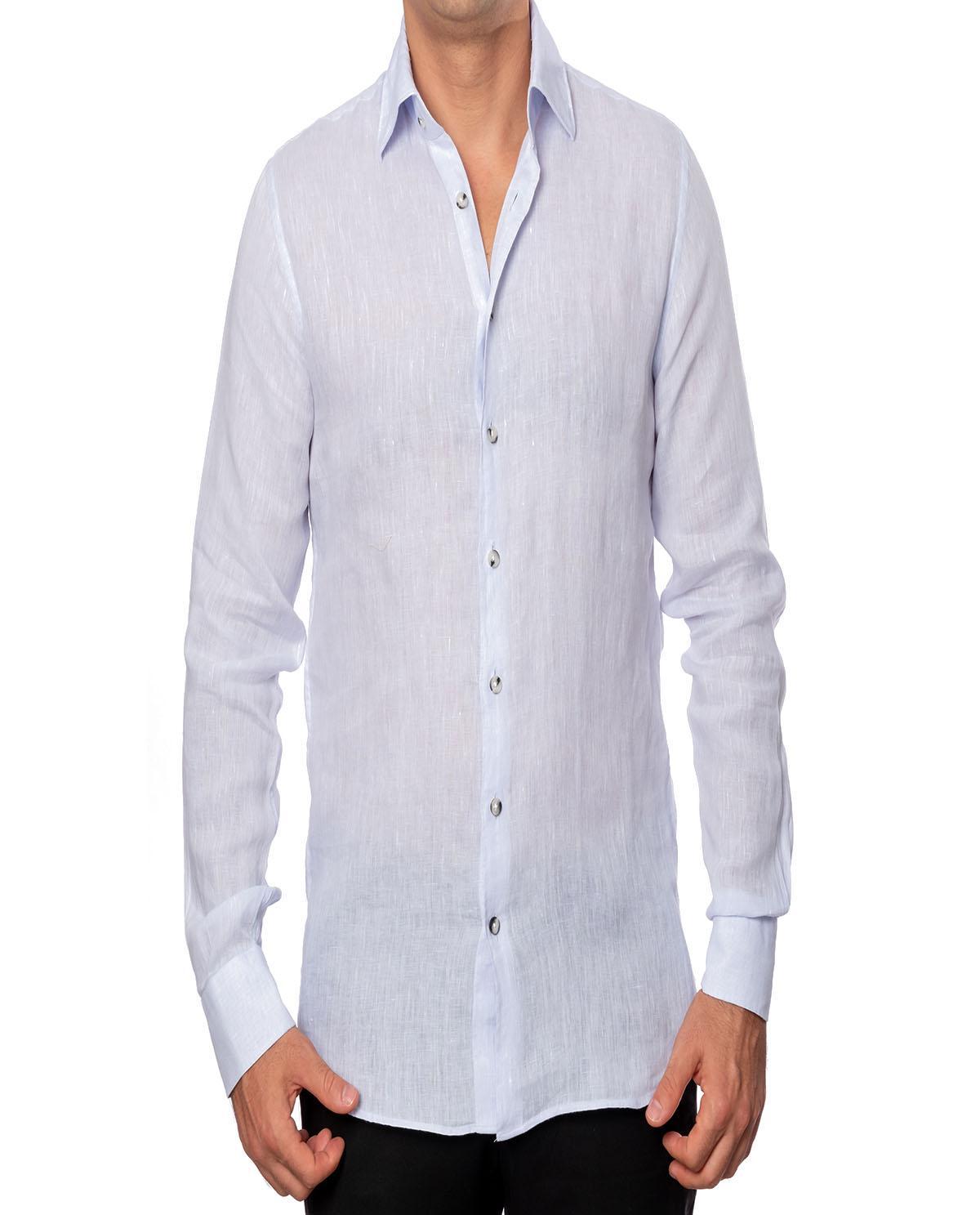 Chemise bleu ciel en lin