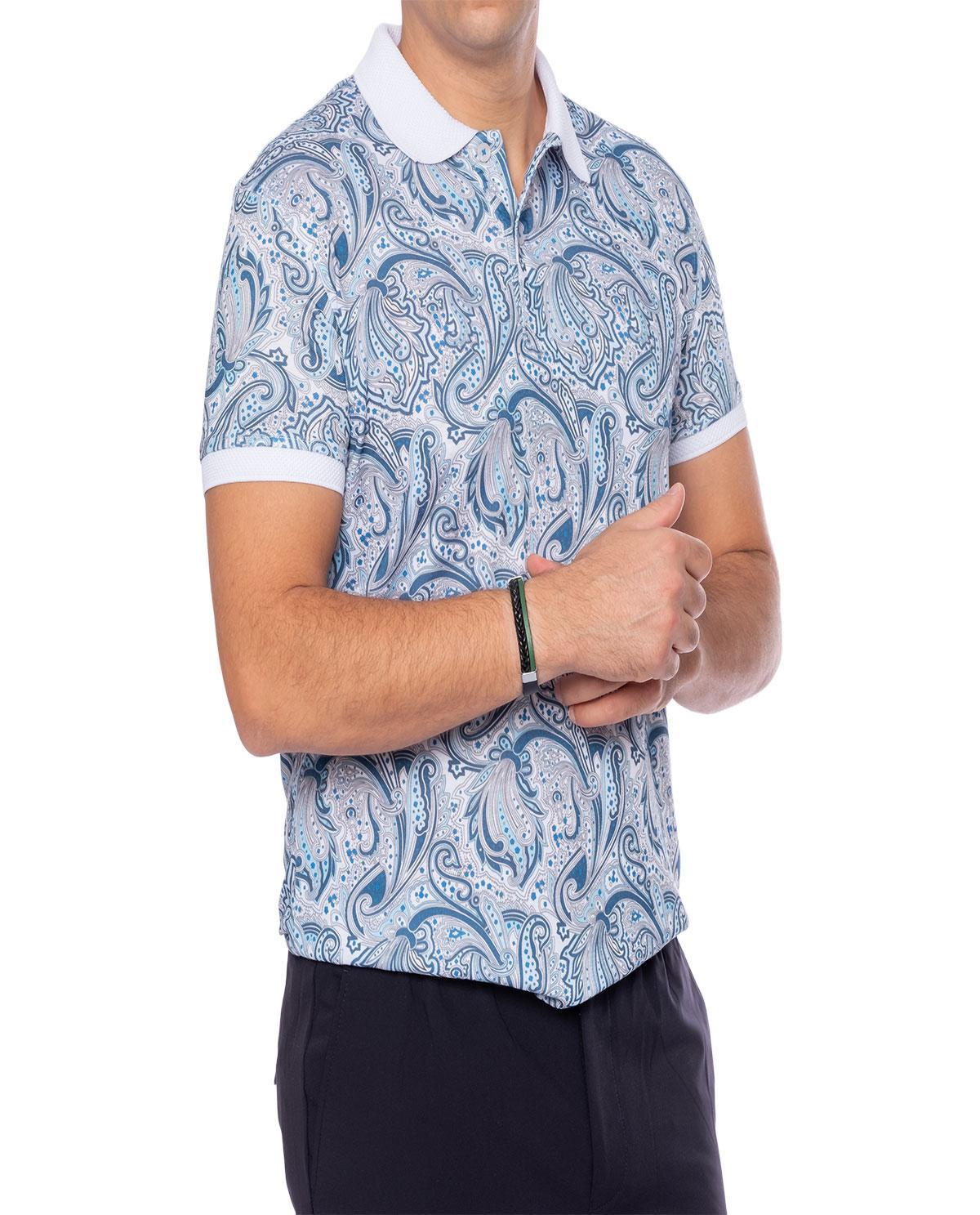 T-shirt imprimé floral bleu en coton